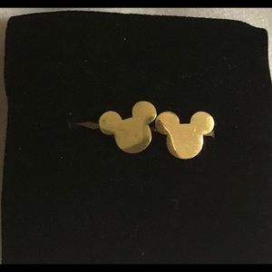 GOLD TONE MICKEY MOUSE EARRINGS STUDS